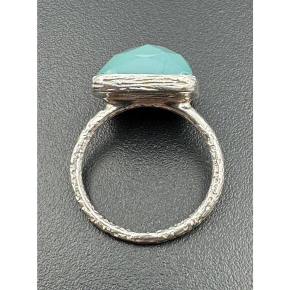 Natural Faceted Aqua Chalcedony Gemstone 925 Sterling Silver Mermaid Ring - Picture 5 of 9